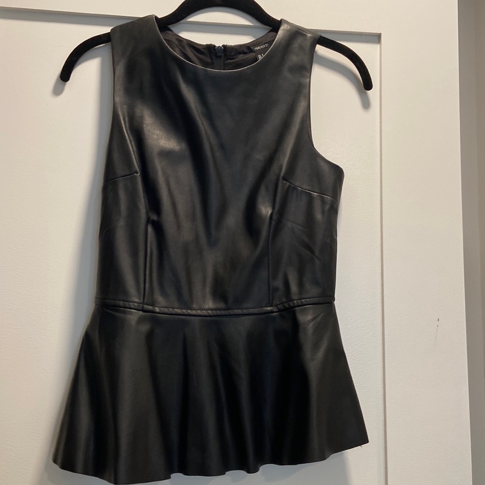 Black leather like top